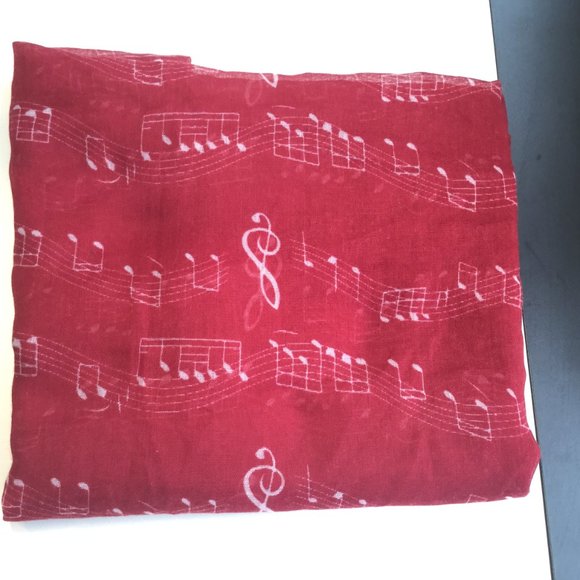 🇨🇦 Music Notes Scarf Red Light Weight Infinity - Picture 4 of 6
